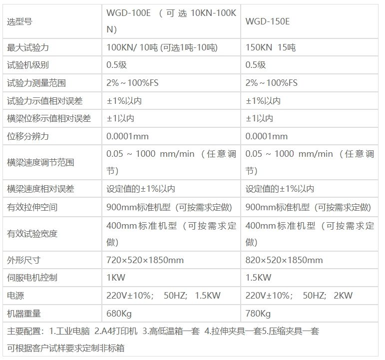 微機控制高低溫電子萬能試驗機WGD-100E